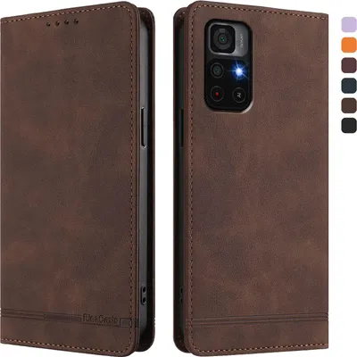 Produktbild von Hülle für Xiaomi Poco M4 Pro 5G/Redmi Note 11 5G, Retro Kunstleder Ständer Klapphülle mit Kartenfächer und Magnetische Braun