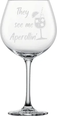 Obrázok produktu pre Koktailový pohár Schott Zwiesel XXL 814 ml s gravírovaním They see me Aperollin' - vtipný nápad na darček pre milovníkov Aperol Spritz, narodeniny, priateľku, priateľa, sestru, manželku (Aperol, Aperollin' 2)