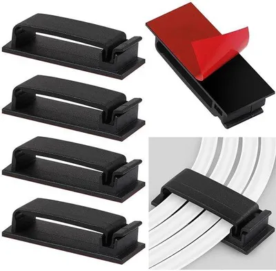 Obrázok produktu pre Samolepiace káblové spony, čierne, 45 x 19 mm, 50 ks