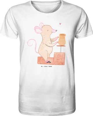 Produktbild von Mr. & Mrs. Panda T-Shirt Maus Töpfern Größe S - Weiß - Geschenk, Töpferei, Herren, Tshirt, Töpferkurs, Shirt, Herren-T-Shirt, Oberteil