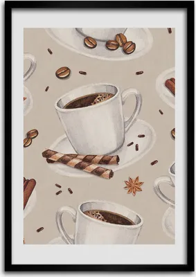 Produktbild von Bild - Bilderrahmen - 50 cm x 70 cm - MDF - Rahmen - Wandkunst Eine Tasse Kaffee