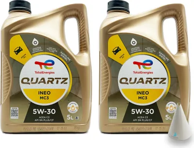 Produktbild von Total Quartz Ineo MC3 | 5W-30 | 10 L | MB229.51 / 52 | BMW LL-04 | Opel/Vauxhall | mit Trichter