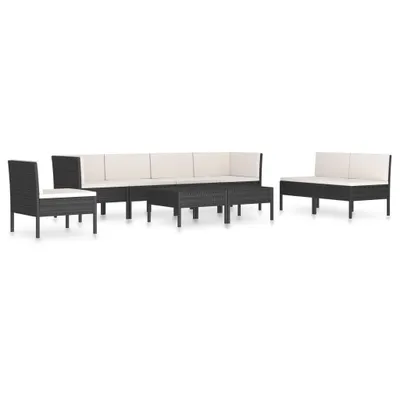 Produktbild von 9-tlg. Garten-Lounge-Set mit Auflagen Poly Rattan Schwarz
