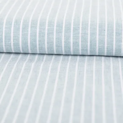 Produktbild von Leinenstoff Meterware Baumwollstoff Chambray Streifen mint 1,38m