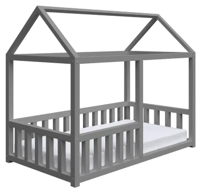 Produktbild von Masseno Kinderbett TAMI 80x160 cm mit Rausfallschutz, Einzelbett für Mädchen und Jungs,Grau