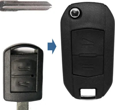 Produktbild von Klapp Schlüssel UMBAU Gehäuse Fernbedienung 2 Tasten HU46 Rohling kompatibel mit Opel