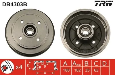 Obrázek produktu pro Trw brzdový buben zadní nápravy DB4303B
