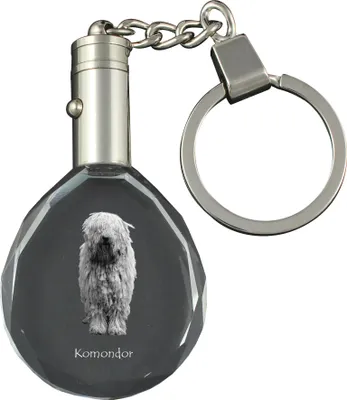Produktbild von Komondor - Anhänger mit einem Foto eines Hundes, Schlüsselanhänger aus Kristall in einer Geschenkbox, ein einzigartiges Geschenk von Art-Dog