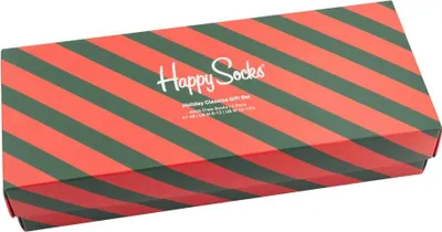 Produktbild von Happy Socks Holiday Classics Geschenk Box 4 Paar Socken 4 Paar bunte Socken in einer Geschenkbox, Jedes Paar zeigt unterschiedliche Muster und Farben, Gestrickt aus gekämmter Baumwolle
