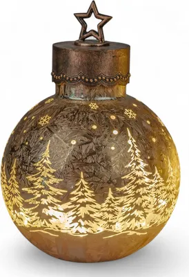 Produktbild von formano LED Deko-Kugel Frosty Gold 30 cm Glaskugel in Ice-Optik Timer 6h / 18h