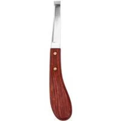 Productafbeelding van Ergonomisch houten handvat - Gebogen metalen lemmet - Staal - Verzorging van paarden - Professioneel - 22,5x3,5 cm - Paardenverzorgingsmes