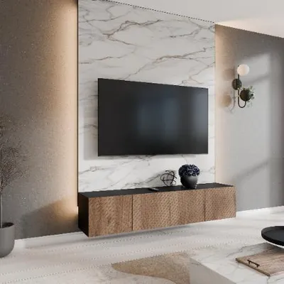 Produktbild von Margaret Hadas24 TV-Schrank Nicole Fernsehschrank TV-Lowboard 200 cm Hängend modernes Design Wohnzimmer Wandmontage, TV Möbel schwarz, catania