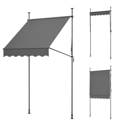 Produktbild von Balkonmarkise 150cm Anthrazit Gelenkarm Markise Klemmmarkise Höhenverstellbar Sonnenmarkise Handkurbel Balkon ohne Bohren Sonnenschutz