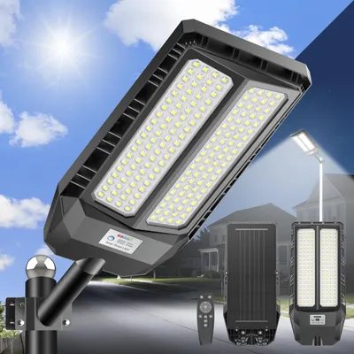 Solar-Straßenlaterne mit Fernbedienung, IP66, 16, schwarz