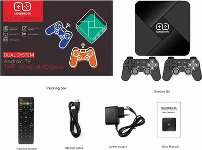 Produktbild von G5 Spielekonsole TV BOX 4K Retro-Videospielkonsole mit kabellosem Controller, integrierter Speicher für 30.000 Spiele für PS1(64G)