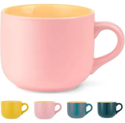 Immagine prodotto di Grande ciotola in Vetroceramica per zuppa, capacità 650 ml, colore rosa, adatta al microonde