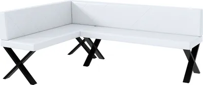 Produktbild von MEBLINI Eckbank für Esszimmer - Küchenbank - Essecke - Sitzecke Küche - ERIC - X-Beine 142x196x87cm Links - Weiß Kunstleder