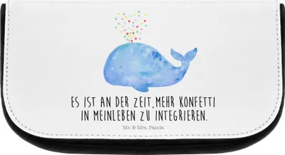 Produktbild von Mr. & Mrs. Panda Organizer Wal Konfetti - Weiß - Geschenk, kulturtäschchen, Trennung, Kulturbeutel, Abnehmen, Diät, Urlaub, kosmetiktäschchen, Motivation, Kulturtasche