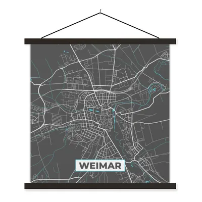 Produktbild von MuchoWow® Textilposter Blau - Deutschland - Karte - Stadtplan - Weimar 40x40 cm mit schwarzem Rahmen - Fotos