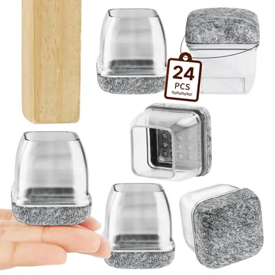 Productafbeelding van Solidchoice - 24 Stuks Transparante Stoelpootbeschermers met Vilt