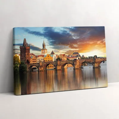 Produktbild von Panorama der Stadt und der Brücke – Leinwandbild Wandbild – 60x40 cm – Leinwandbilder – Wandbilder – Schlafzimmer – Flur