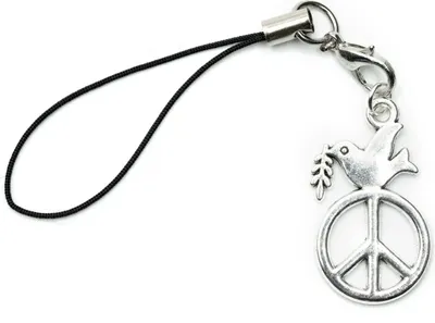 Produktbild von Friedenstaube Handyanhänger Miniblings Taube Peace Zeichen Friede Vogel silber