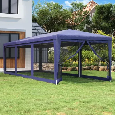 Obrázok produktu pre Maison Exclusive – Párty stan s 8 bočnými stenami zo sieťoviny, modrý, 3 x 9 m, HDPE