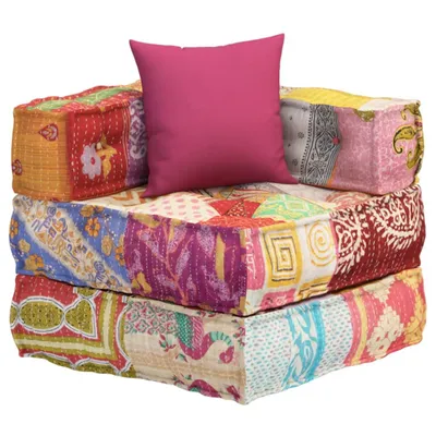 Image de vidaXL Pouf modulaire avec coussin Patchwork Tissu