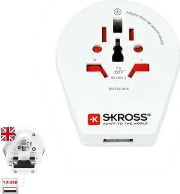 Image de Adaptateur Skross Uk Usb Charge Mondiale Vers Uk + Usb - Skross