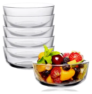Produktbild von Glasschälchen Salatschüssel 6er Set, 300 ml Kleine Glas Dessertschalen, Glas Schüsseln, Eisschalen, Puddingschalen, Dipschalen, Süßigkeiten, Stapelbare Servierschalen, Salatschüsseln, Soßenschalen