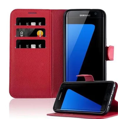 Image de Cadorabo Housse pour Samsung Galaxy S7 EDGE Housse de protection en rouge Housse pour téléphone portable Etui Case Cover Fermeture magnétique