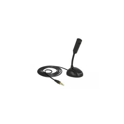 Produktbild von Delock Kondensator Mikrofon Omnidirektional für Smartphone / Tablet mit Schwanenhals 3,5 mm 4 Pin Klinkenstecker + 3,5 mm Klinkenbuchse