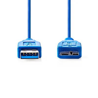 Immagine prodotto di Cavo USB Nedis - USB 3.2 Gen 1 - USB-A maschio - USB Micro-B maschio - 5 Gbps - Nichelato - 5,00 m - Rotondo - PVC - Blu - Copertura