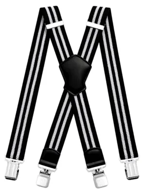Produktbild von Herrenhosenträger mit 4 starken Clips, 4 cm breit, elastisch und einstellbar in der Länge für Männer und Frauen, geeignet für Overalls, Jeans, Arbeitshosen und Jumpsuits