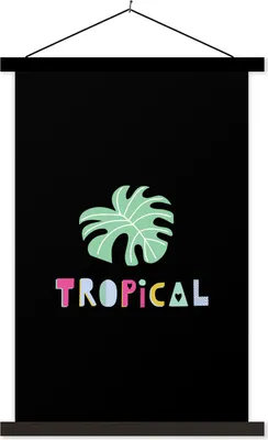 Produktbild von MuchoWow® Textilposter Tropical - Sommer - Schwarz 40x60 cm mit schwarzem Rahmen - Wanddekorationen