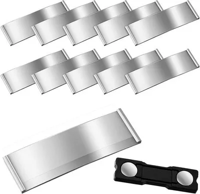 Obrázek produktu pro Hliníkové štítky – magnetické – 10 kusů – stříbrné – 75 x 25 mm