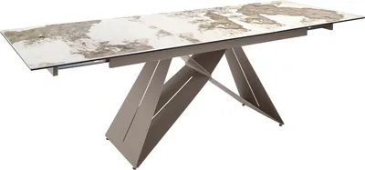 Image de Angel Cerdá Table de salle à manger rectangulaire extensible en marbre porcelaine et acier taupe 1114