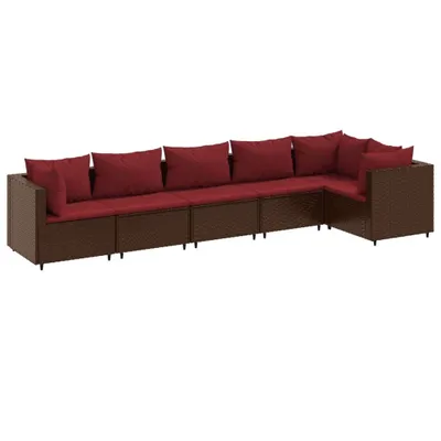 Produktbild von 6-tlg. Garten-Lounge-Set mit Kissen Braun Poly Rattan