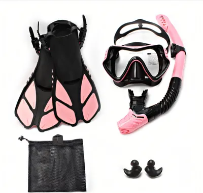 Produktbild von OKWISH Schnorchelset Schnorchelmaske Taucherbrille Erwachsene(38-41), Schwarz/Rosa