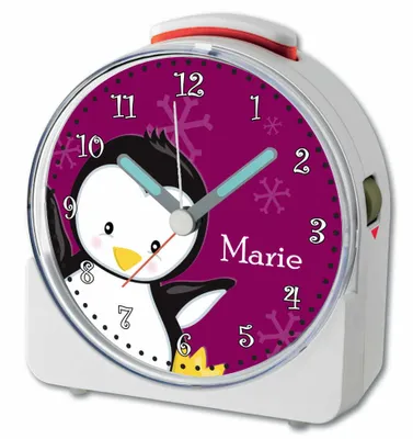 Produktbild von Kinder Wecker Motiv Pinguin Brombeere Kinderwecker weiß