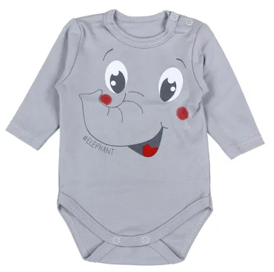Produktbild von TupTam Baby Mädchen Jungen Bekleidungsset Langarmbody Hose Mütze mit Aufdruck Spruch 3 teilig, Farbe: Elefant Grau, Größe: 50