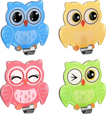 Produktbild von 4 Stück selbstklebende Handtuchhaken Eulenhaken Wandhaken Bademantelhaken Edelstahlhaken Bad und Küche Handtuchhalter Kleiderhaken Wohnzimmer Ohne Bohren