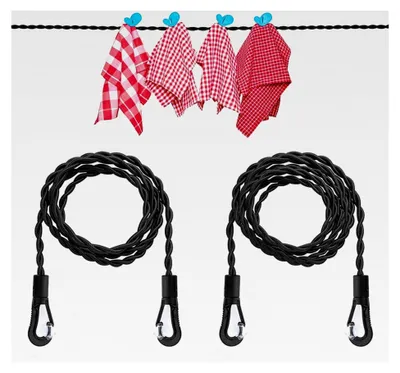 Produktbild von 2 Stück Tragbare Einziehbare Wäscheleine mit Haken und Saugnäpfen, Flexible Camping Outdoor Wäscheleine