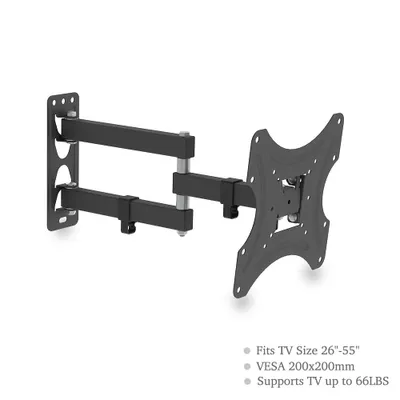 Produktbild von Zimilo TV Wandhalterung 26–55 Zoll Schwenkbar & Neigbar, VESA 200x200, Ausziehbar 60–405 mm, bis 30 kg, Universal Monitorhalter, Schwarz