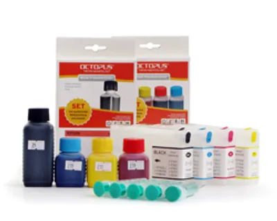 Zdjęcie produktu dla Zestaw wkładów T7011–T7014 z zestawami do ponownego napełniania (nie są to wkłady OEM) zastępuje wkłady Epson