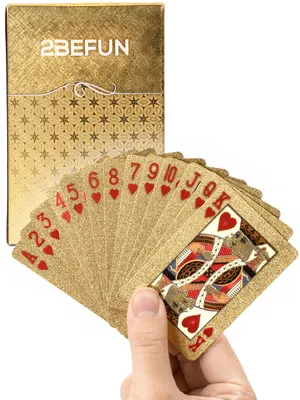 Produktbild von 2BEFUN Wasserdichte Spielkarten – Goldenes Kartendeck für Poker, Bridge und Gesellschaftsspiele