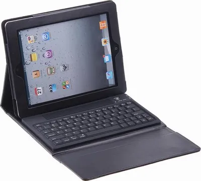 Produktbild von drahtloses BT Tastatur + echte Ledertasche fuer iPad 2