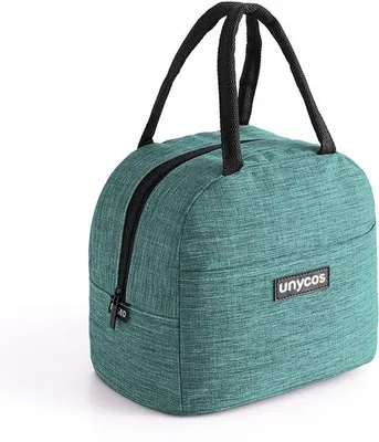 Imagen del producto de Bolsa térmica ligera para el almuerzo, 7 litros, color verde claro, forro de aluminio, aislada, portátil, ideal para el trabajo, viajes y picnics.