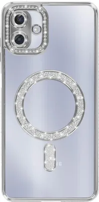 Image de Avizar, coque Galaxy A07 compatible MagSafe avec bordures en strass, argent