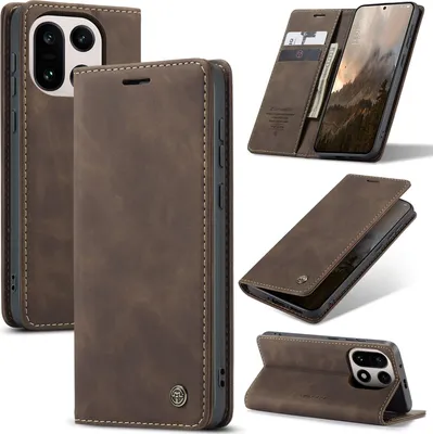 Obrázek produktu pro Pouzdro pro OnePlus 15, RetroPolyuretanKožené Pouzdro s Funkcí Stojánku bronz